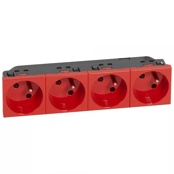 legrand-prise 4x2p+t � 45� pr�c�bl�es ik07 mosaic bornes automatiques -8 modules rouge (077174)