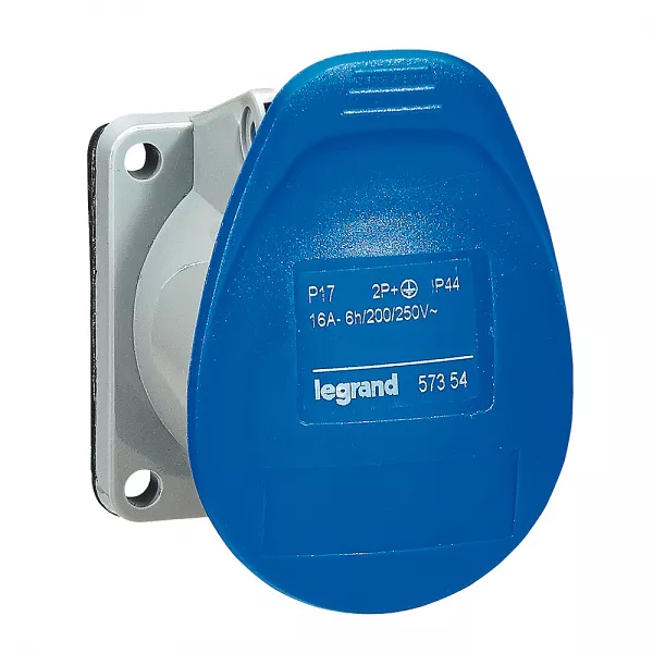 legrand-prise � encombrement r�duit fixe p17 ip44 16a - 200v~ � 250v~ - 2p+t (057354)