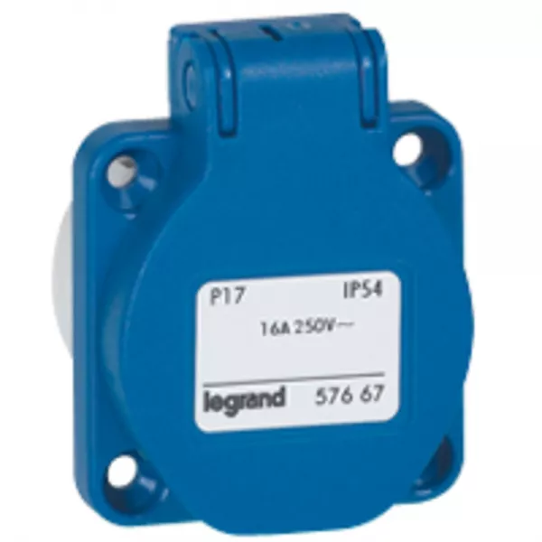 legrand-prise � encombrement r�duit p17 � brochage domestique ip54 16a - 250v~ - bleu (057667)