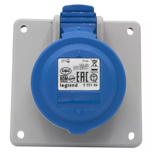 legrand-prise � entraxes unifi�s fixe p17 ip44 16a - 200v~ � 250v~ - 2p+t (555184)