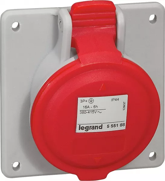 legrand-prise � entraxes unifi�s fixe p17 ip44 16a - 380v~ � 415v~ - 3p+t (555188)