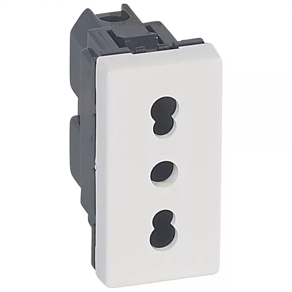 legrand-prise de courant 2p+t 10a ou 16a standard italien mosaic 1 module - blanc (077511)