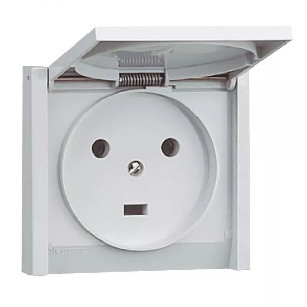 legrand-prise de courant 2p+t 20a pour boite �67mm plexo complet ip44 encastr� - gris (055703)