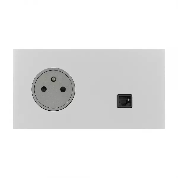 legrand-prise de courant 2p+t et prise rj45 - epure acier satin art d\'arnould (67538)