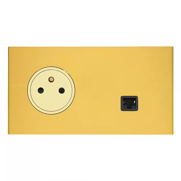 legrand-prise de courant 2p+t et prise rj45 - epure or miroir art d\'arnould (67738)