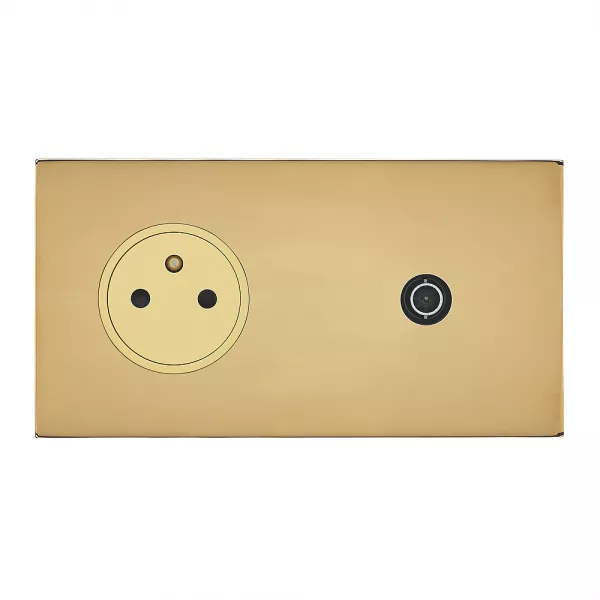 legrand-prise de courant 2p+t et prise t�l�vision -epure or miroir art d\'arnould (67739)