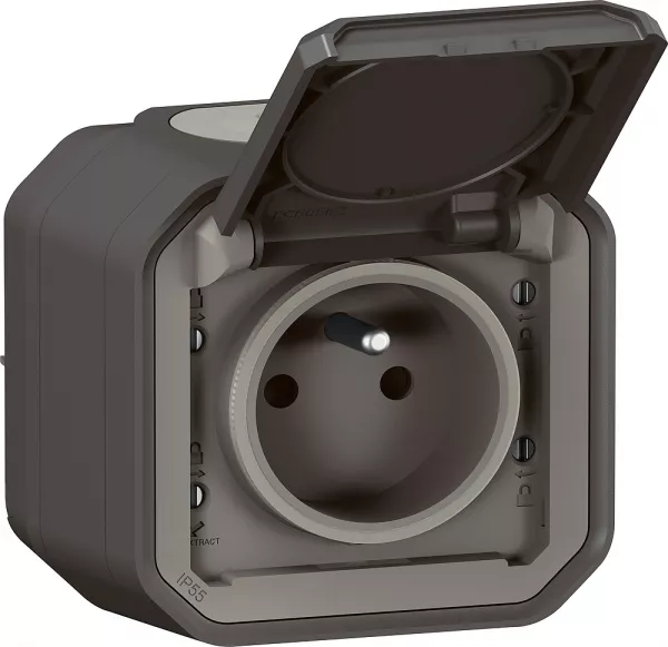legrand-prise de courant 2p+t plexo complet saillie anthracite (069791l)