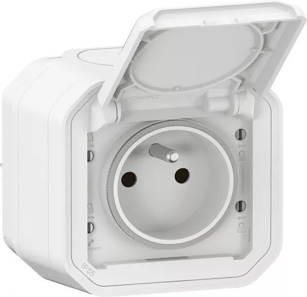 legrand-prise de courant 2p+t plexo complet saillie blanc (069781l)