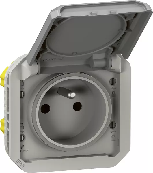legrand-prise de courant 2p+t plexo composable gris (069551l)