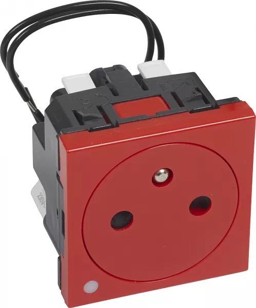legrand-prise de courant 2p+t surface � voyant mosaic 2 modules - rouge antimicrobien (077126l)