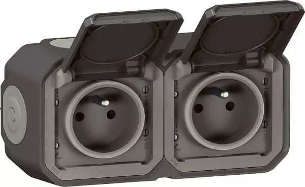 legrand-prise de courant 2x2p+t horizontale plexo complet saillie anthracite (069788l)