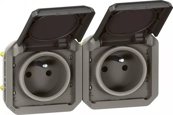 legrand-prise de courant 2x2p+t horizontale plexo composable anthracite (069842l)