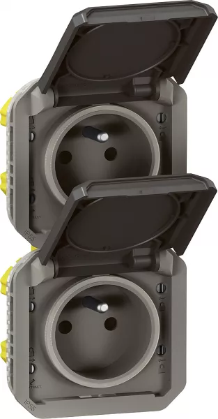 legrand-prise de courant 2x2p+t verticale plexo composable anthracite (069843l)