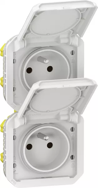 legrand-prise de courant 2x2p+t verticale plexo composable blanc (069643l)