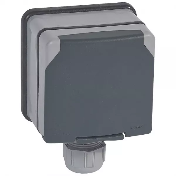 legrand-prise de courant 3p+t - �clips de protection plexo ip66 complet 20a 400v~ - gris (090456)