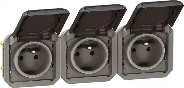 legrand-prise de courant 3x2p+t horizontale plexo composable anthracite (069844l)
