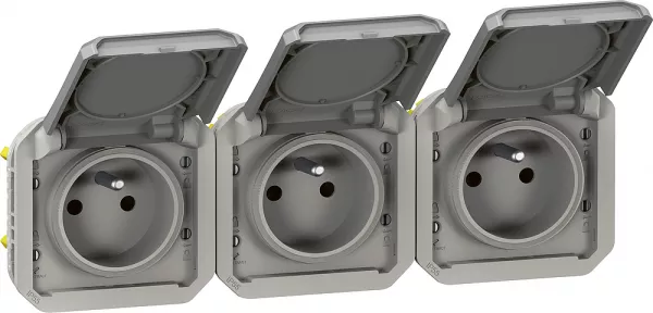legrand-prise de courant 3x2p+t horizontale plexo composable gris (069564l)