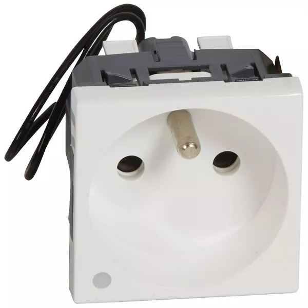 legrand-prise de courant � voyant mosaic - 2p+t - 2 modules - blanc antimicrobien (077112)