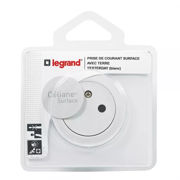 legrand-prise de courant avec terre c�liane surface avec plaque - blanc (099560)