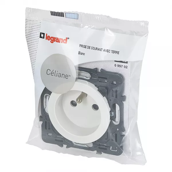 legrand-prise de courant avec terre sp�ciale r�novation c�liane - blanc avec support (099702)