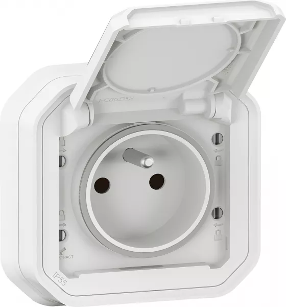 legrand-prise de courant avec volet plexo complet encastr� avec griffes - blanc (070034)