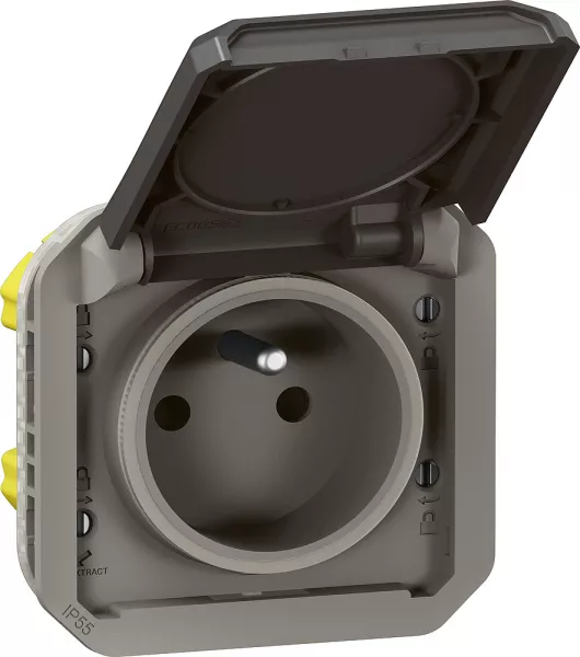 legrand-prise de courant avec volet plexo composable - anthracite (070047)