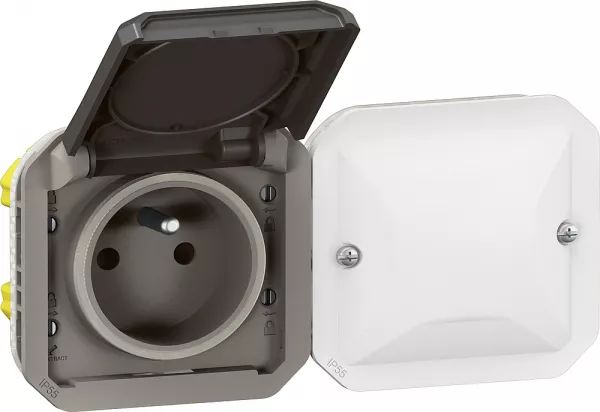 legrand-prise de courant connect�e plexo with netatmo 2 postes anthracite (069892l)