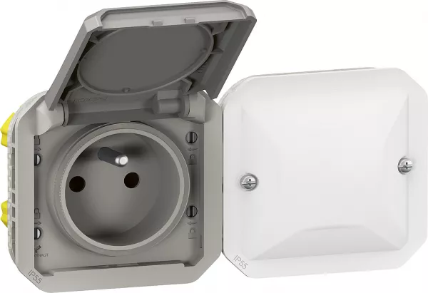legrand-prise de courant connect�e plexo with netatmo 2 postes gris (069872l)