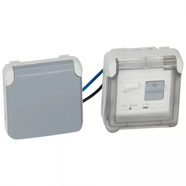 legrand-prise de courant diff�rentielle �tanche plexo composable gris - 30 ma (069567)