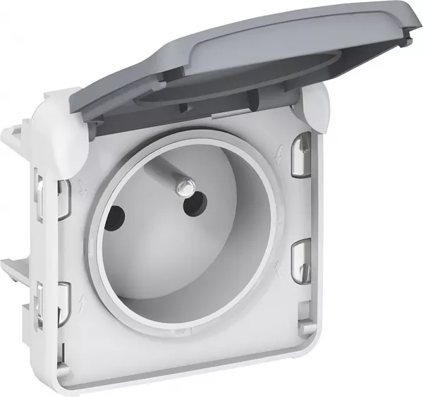 legrand-prise de courant �tanche 2p+t avec �clips plexo composable ip55 16a 250v - gris (069551)