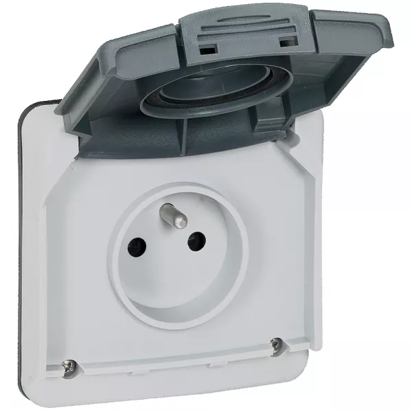 legrand-prise de courant �tanche 2p+t avec volet plexo ip66 composable 16a 250v~ - gris (090486)