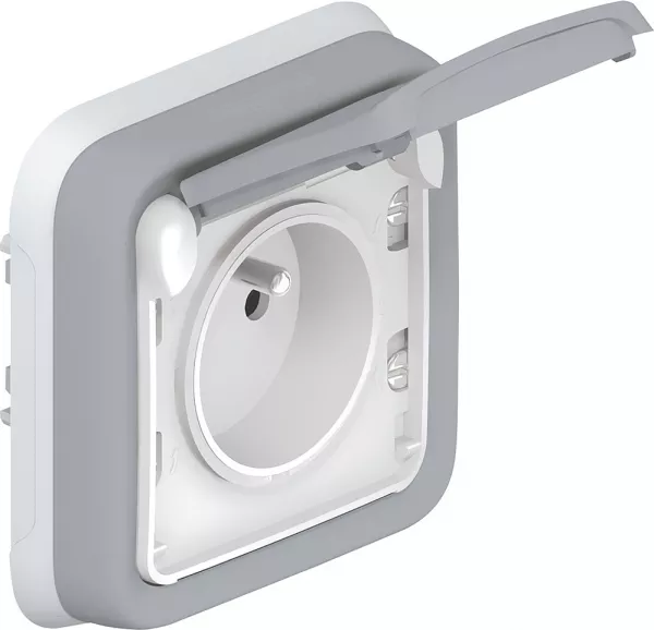 legrand-prise de courant �tanche 2p+t �clips 16a plexo complet ip55 encastr� - gris (069831)