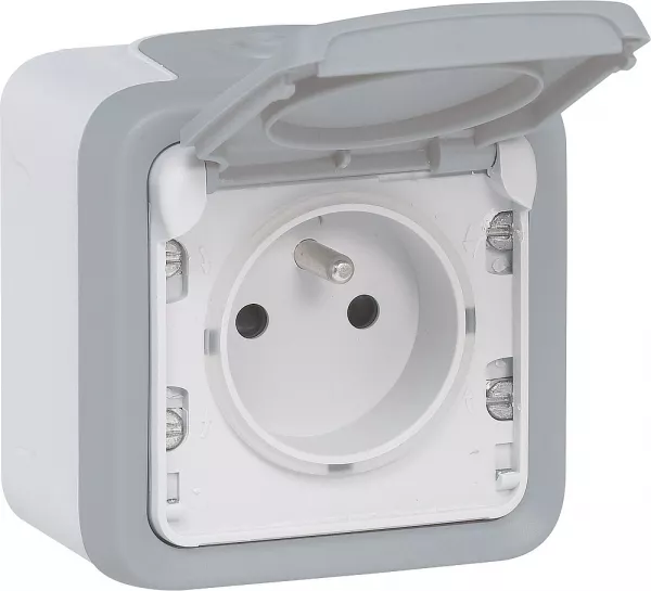 legrand-prise de courant �tanche avec volet ip55 plexo complet saillie - gris - blister (069970)