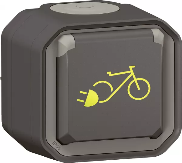 legrand-prise de courant plexo pour recharge 2 roues �lectriques complet anthracite (069787l)