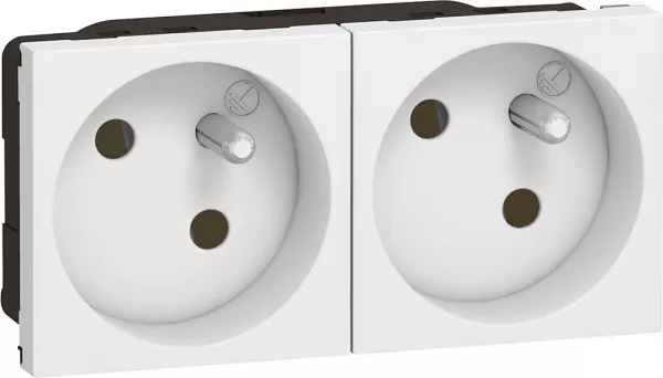 legrand-prise de courant pr�c�bl�e mosaic - 2x2p+t � 45� - 4 modules - blanc (077142)