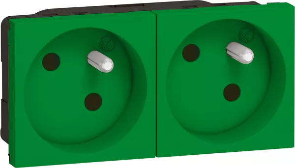 legrand-prise de courant pr�c�bl�e mosaic - 2x2p+t � 45� - 4 modules - vert (077162)
