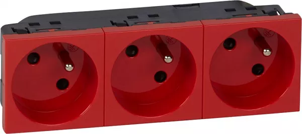 legrand-prise de courant pr�c�bl�e mosaic - 3x2p+t � 45� - 6 modules - rouge (077173)