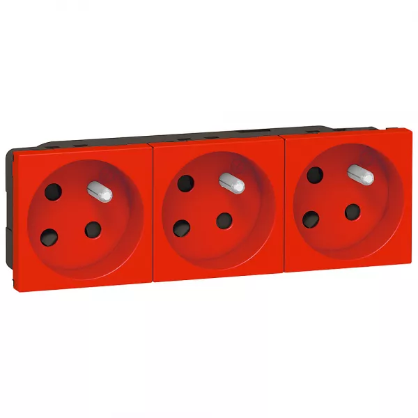 legrand-prise de courant pr�c�bl�e mosaic - 3x2p+t � 45� - 6 modules - rouge d�trompage (077153)