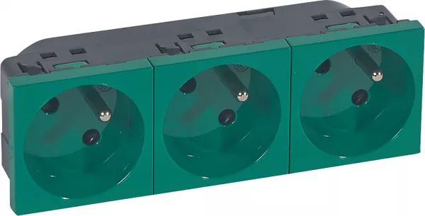 legrand-prise de courant pr�c�bl�e mosaic - 3x2p+t � 45� - 6 modules - vert (077163)