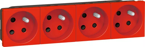 legrand-prise de courant pr�c�bl�e mosaic - 4x2p+t � 45� - 8 modules -rouge � d�trompage (077154)