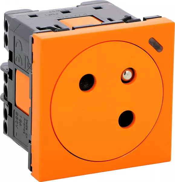 legrand-prise de courant surface 2p+t mosaic link orange � voyant antimicrobien (077186l)