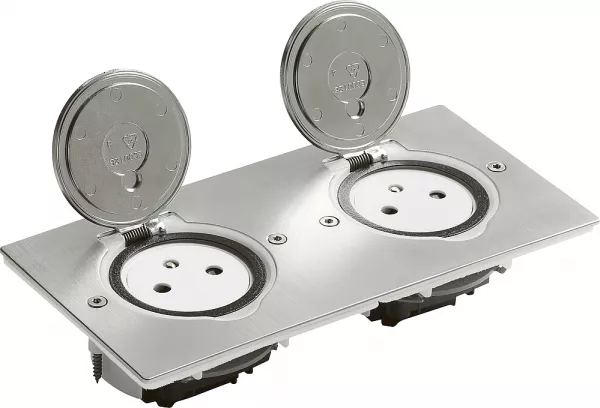 legrand-prise de sol double 2p+t surface 16a 250v platine rectangulaire - inox bross� (089768)