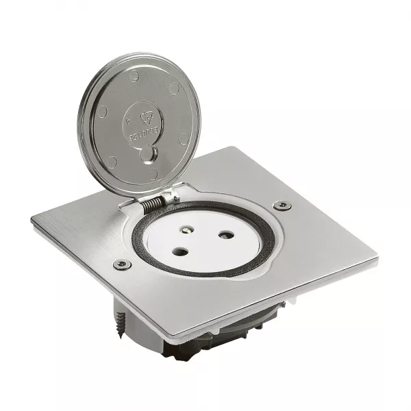 legrand-prise de sol simple 2p+t surface 16a 250v avec platine carr�e - inox bross� (089760)