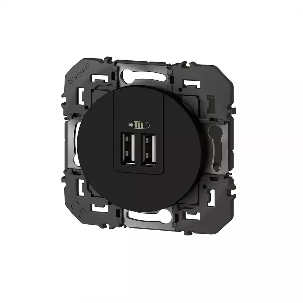 legrand-prise double usb dooxie type-a 3a finition noir - sachet (095287)