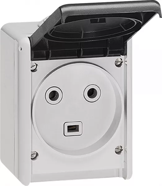 legrand-prise �tanche 2p+t 32a plexo complet ip44 saillie - gris (055872)
