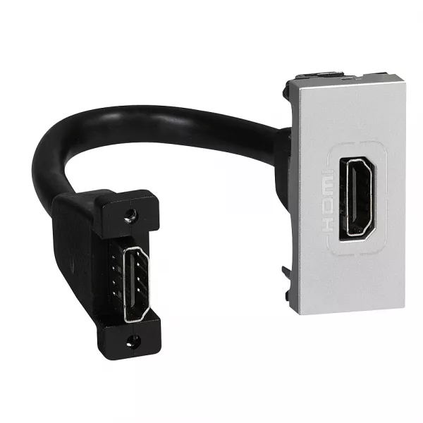 legrand-prise hdmi type-a version 2.0 pr�connectoris�e mosaic 1 module - alu (079378)