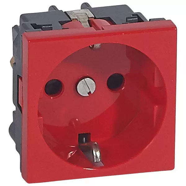 legrand-prise mosaic standard germanique - 2p+t - 2 modules - rouge antimicrobien (077220)