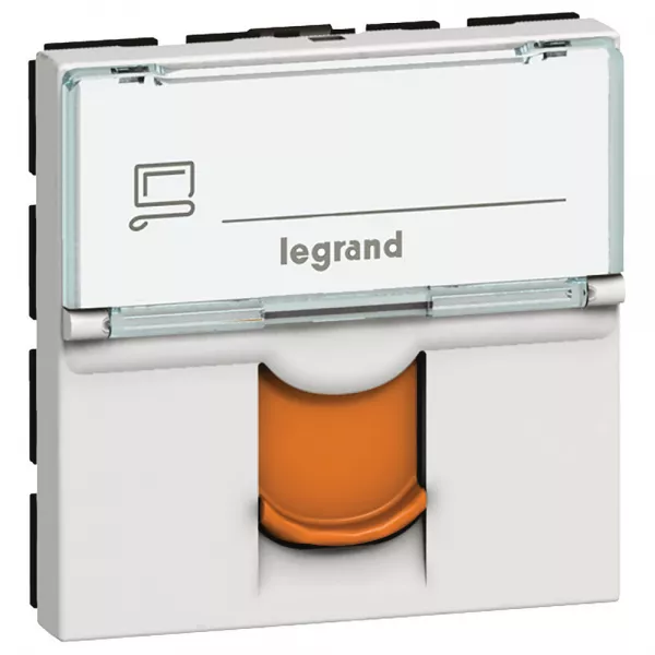 legrand-prise rj45 cat�gorie 6 ftp avec volet orange mosaic 2 modules - blanc (076523)