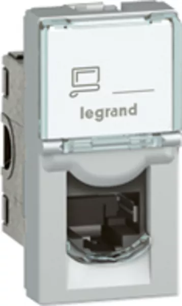 legrand-prise rj45 cat�gorie 6a stp � blindage m�tal mosaic 1 module - alu (079473)