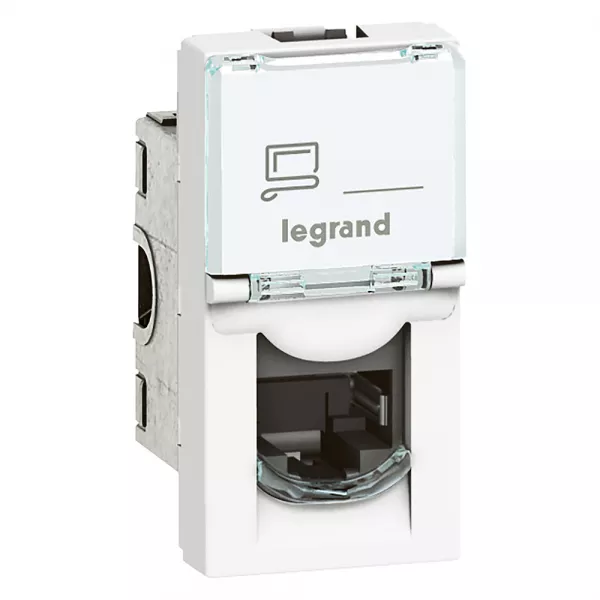 legrand-prise rj45 cat�gorie 6a stp blindage m�tal mosaic 1 module - blanc antimicrobien (076584)